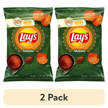 (2 pack) Lay's Masala Flavored Potato Chips, 7.75 oz Bag