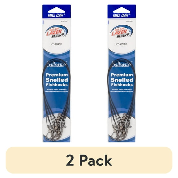 (2 pack) Lazer Sharp 9135-1/0 Saltwater Nylawire Premium Snelled Sz 1/0, 5 Count