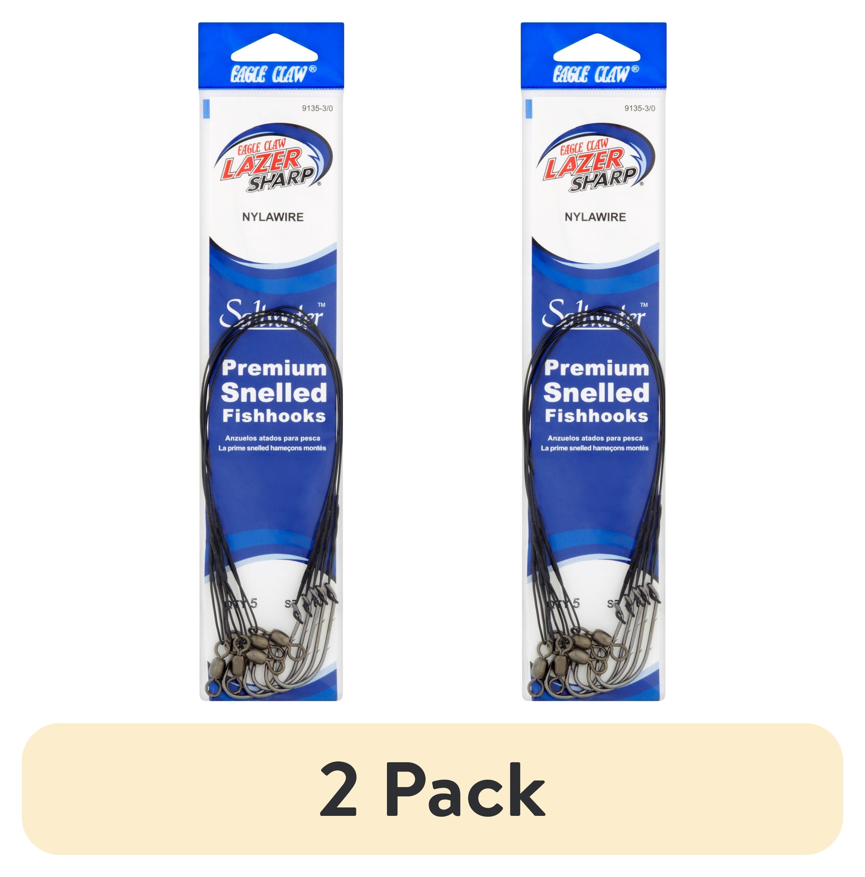 (2 pack) Lazer Sharp 9135H-3/0 Nylawire Premium Snelled Fishhook, Black, Size 3/0, 5 Pack