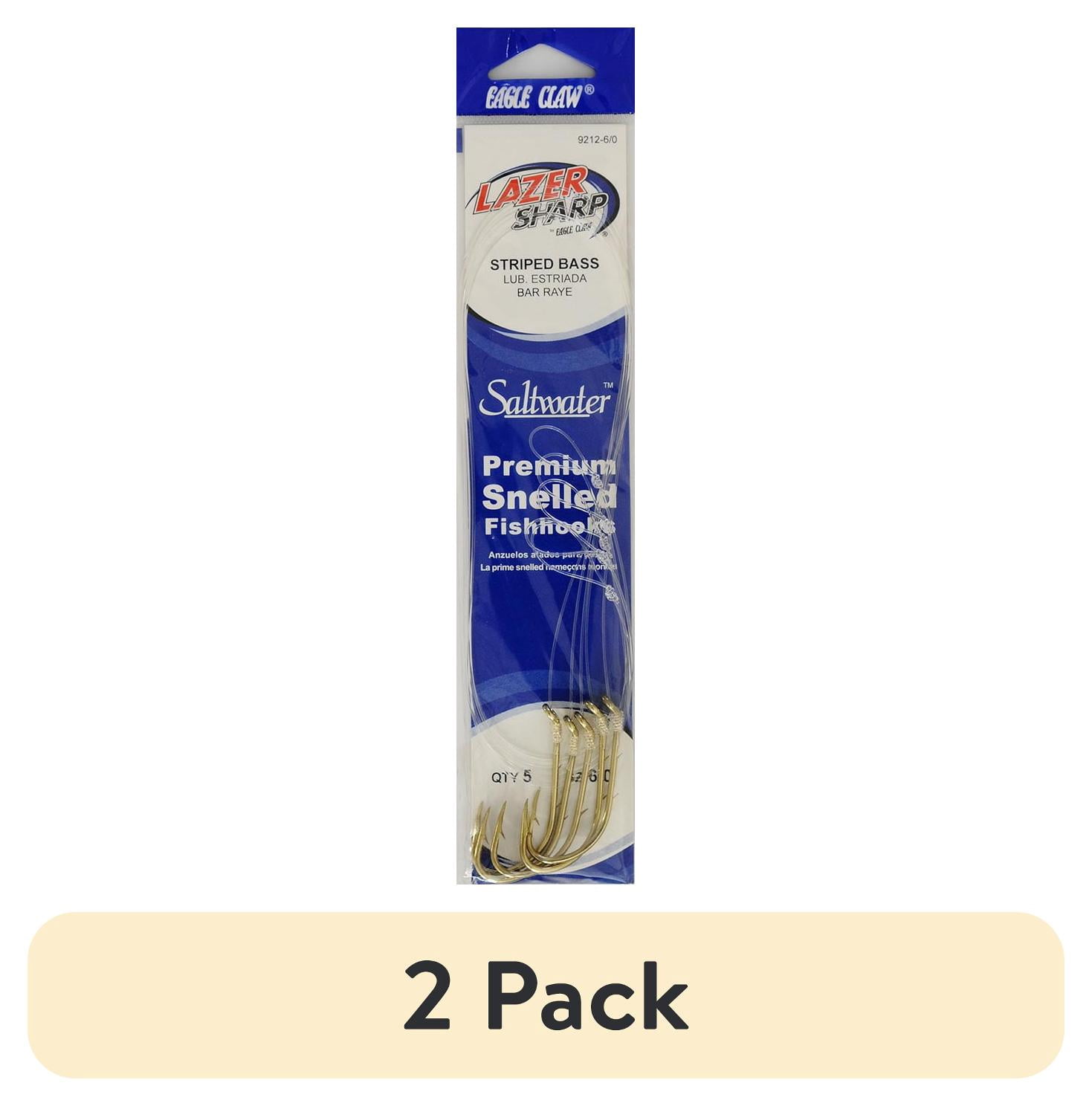 (2 pack) Lazer Sharp 9212H-6/0 18" Snelled Baitholder Hook, Gold, Size 6/0, 5 Pack