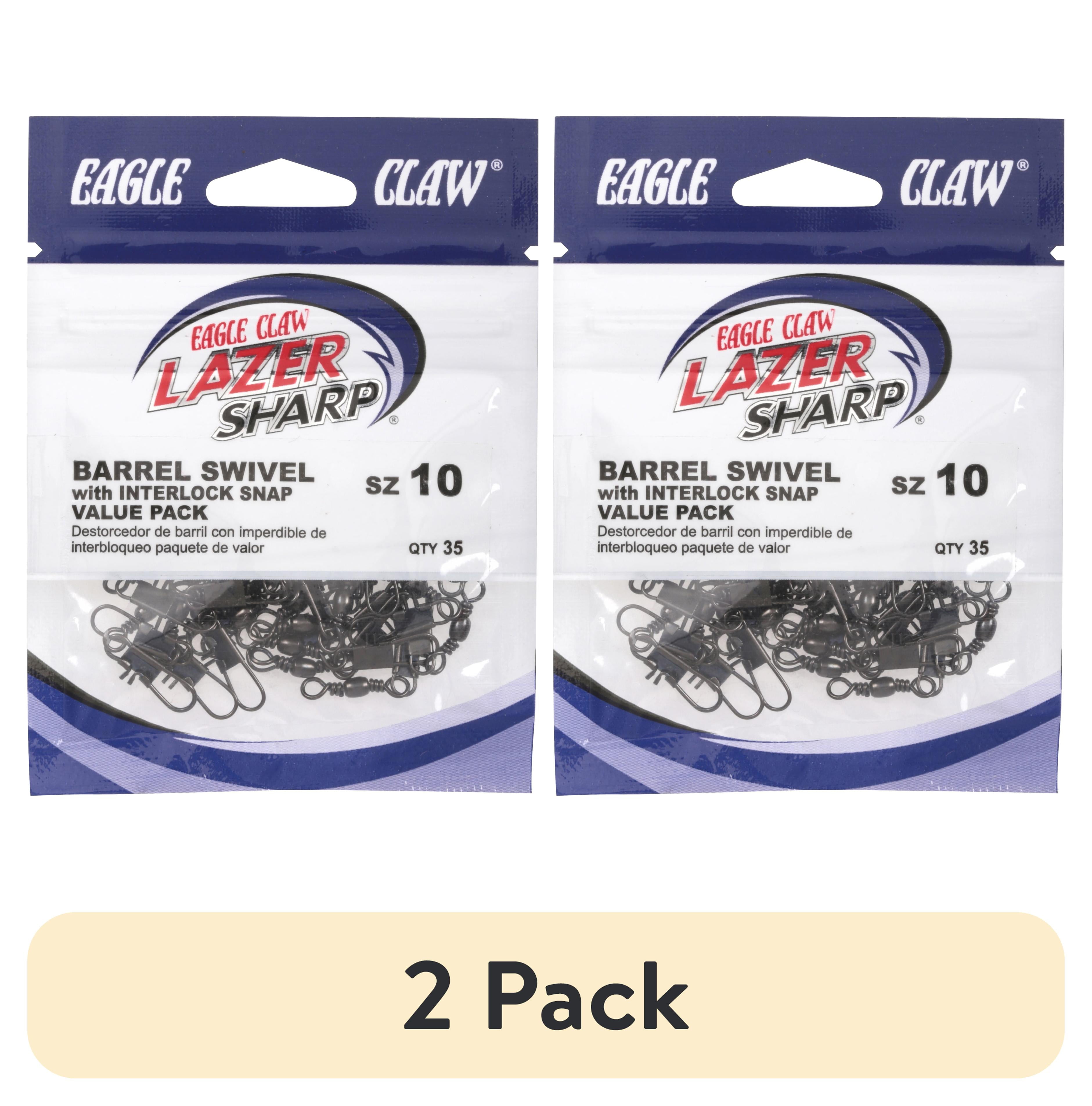 (2 pack) Lazer Sharp Barrel Swivel with Interlock Snap, Black, Size 10, 35 Pack