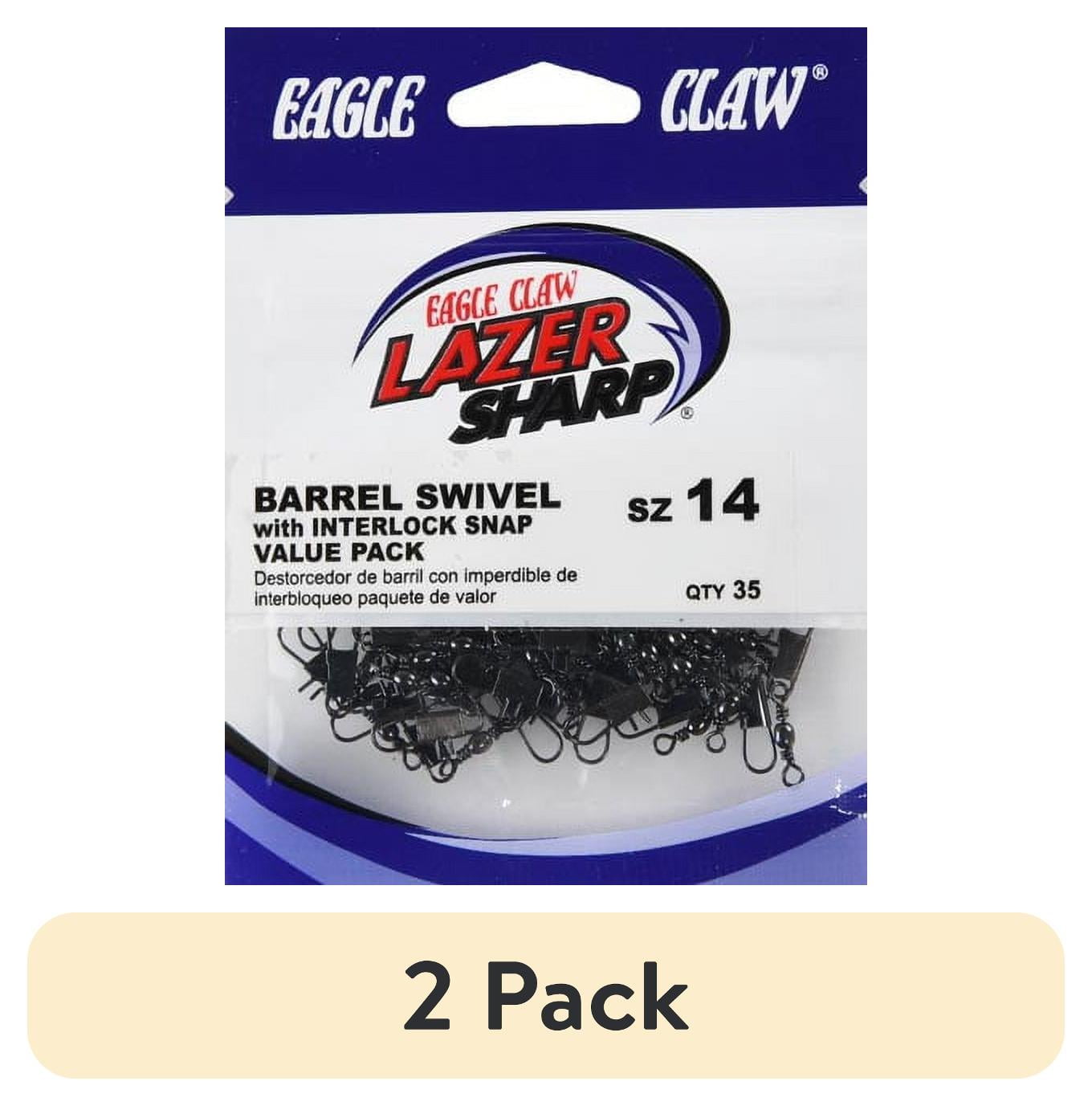 (2 pack) Lazer Sharp Barrel Swivel with Interlock Snap, Black, Size 14, 35 Pack