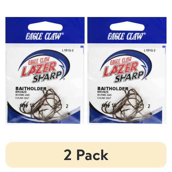 (2 pack) Lazer Sharp L181GH-2 Baitholder Hook, Bronze, Size 2