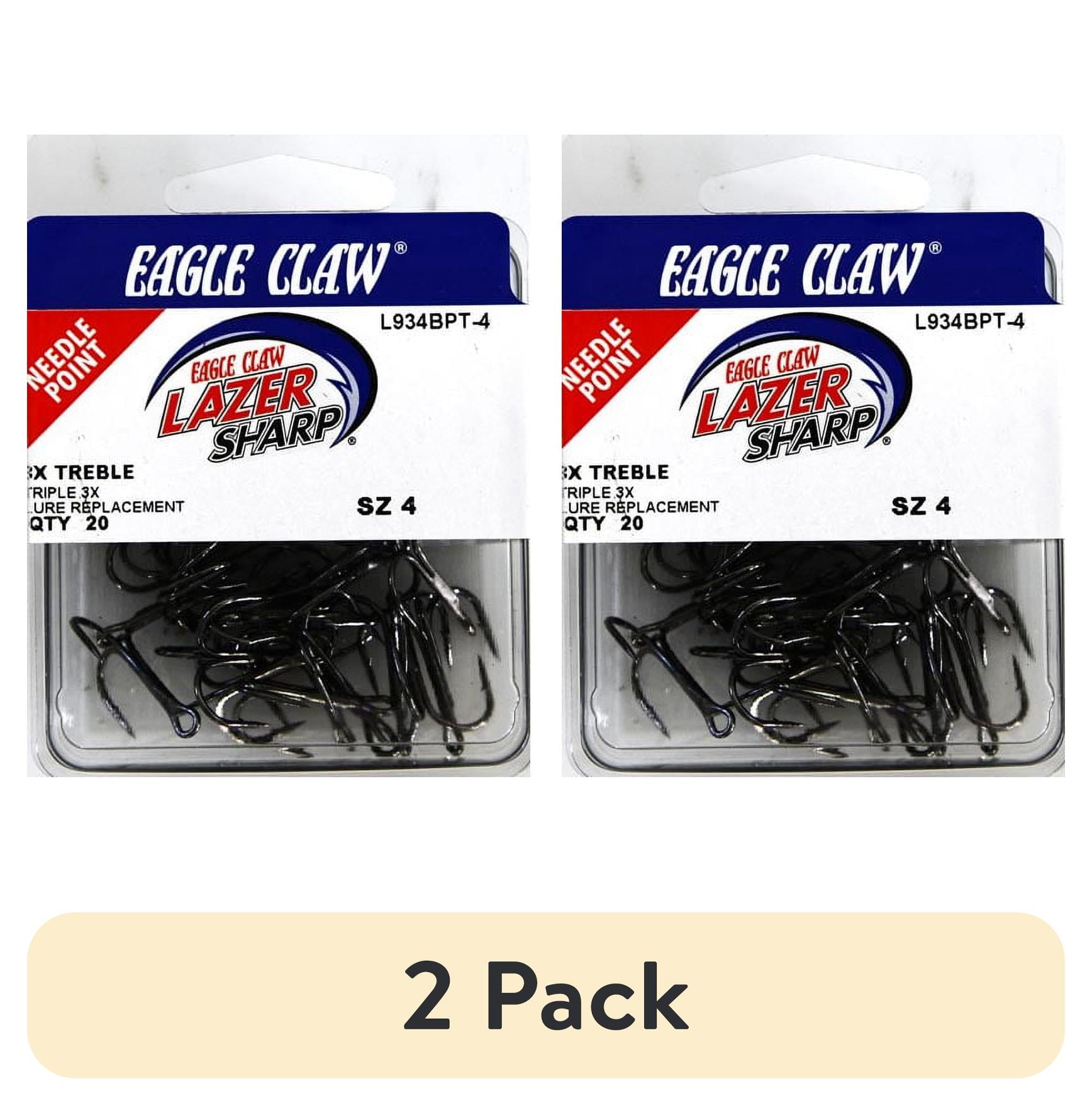 (2 pack) Lazer Sharp L934BPTH-4 3X Treble Hook, Black, Size 4, 20 Pack
