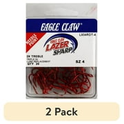 (2 pack) Lazer Sharp L934RDTH-4 3X Treble Hook, Red, Size 4, 20 Pack