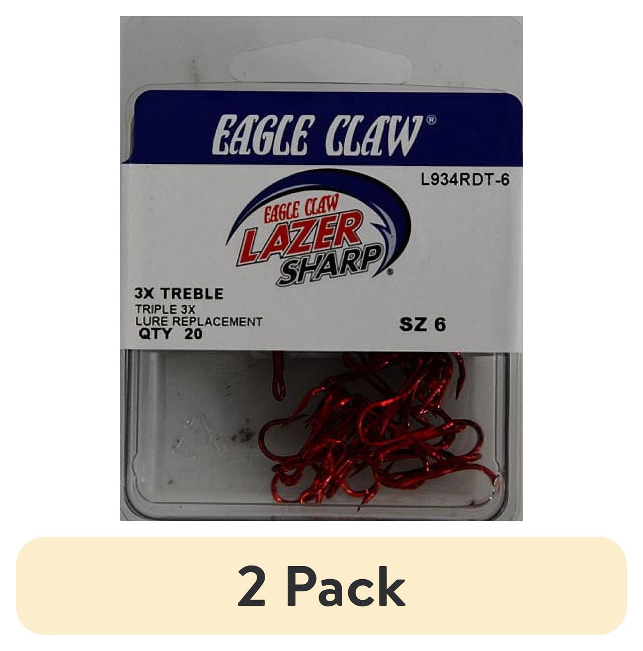(2 pack) Lazer Sharp L934RDTH-6 3X Treble Hook, Red, Size 6