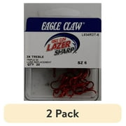 (2 pack) Lazer Sharp L934RDTH-6 3X Treble Hook, Red, Size 6