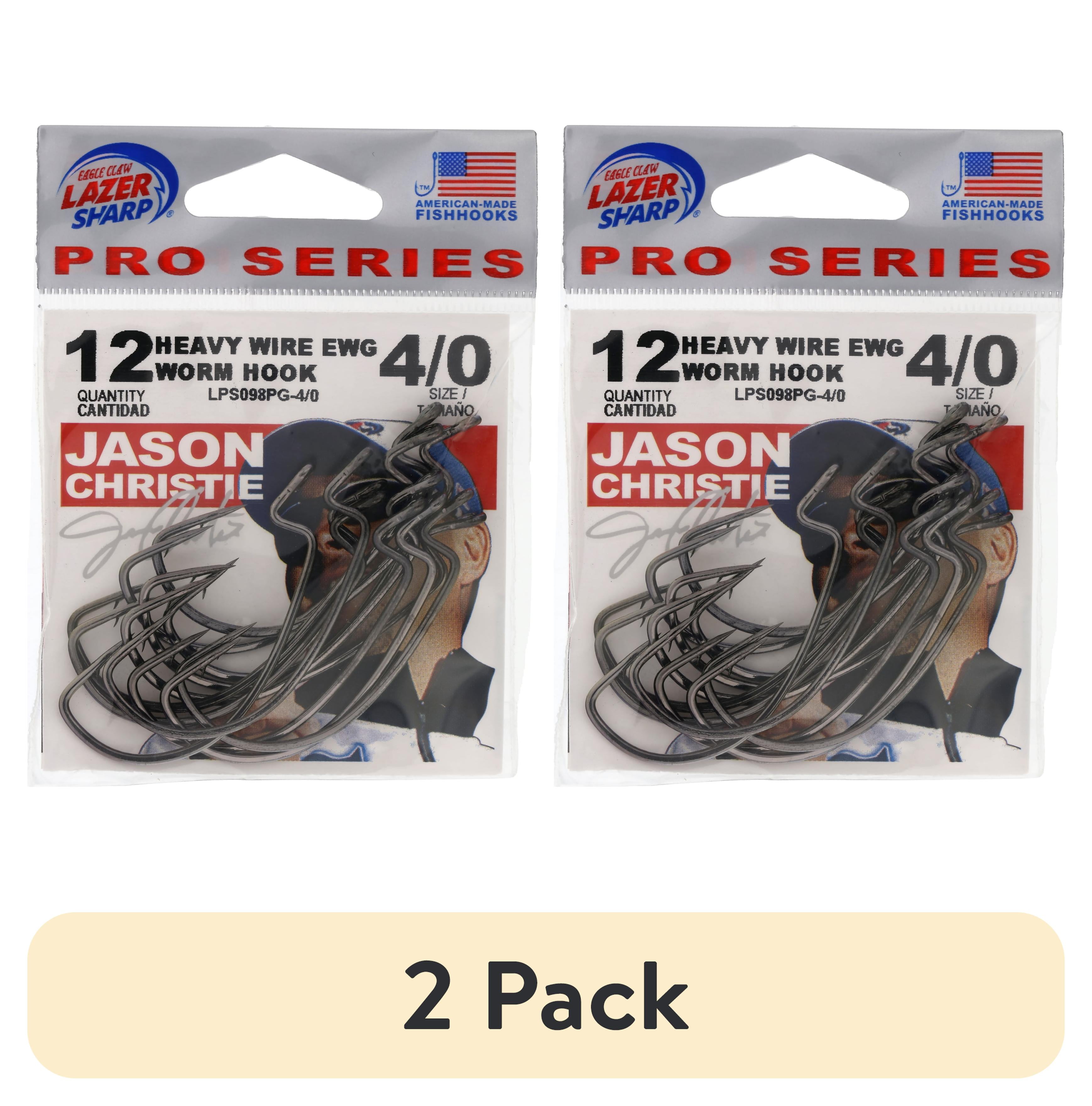 (2 pack) Lazer Sharp LPS098PG-4/0 Jason Christie Heavy Wire EWG Worm Hook, Size 4/0