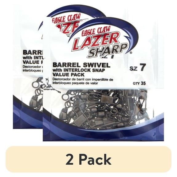 (2 pack) Lazer Sharp SlbIBKXL-7 Barrel Swivel with Interlock Snap, Size 7