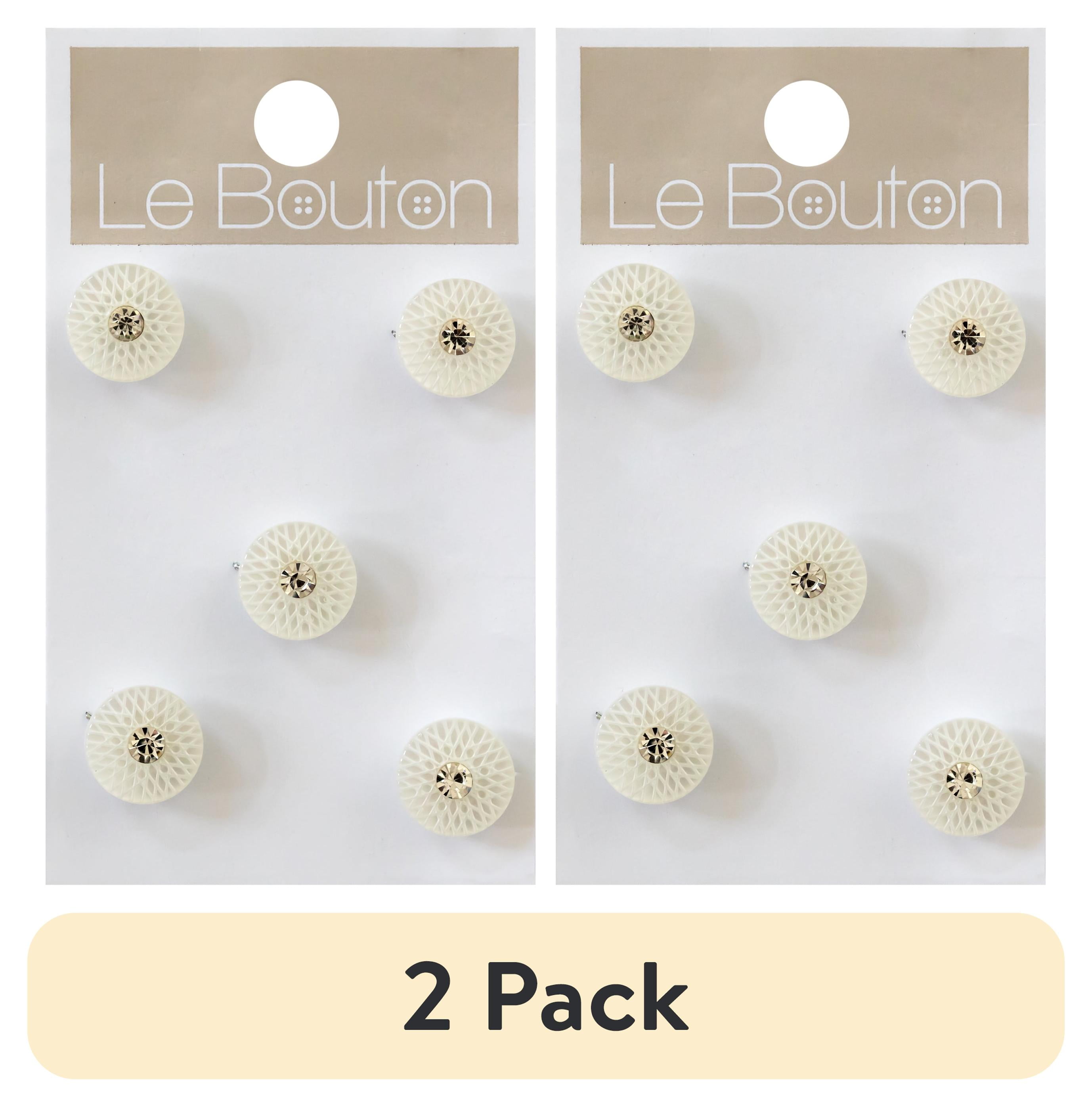 (2 pack) Le Bouton White 7/16" Gem Shank Buttons, 5 Pieces
