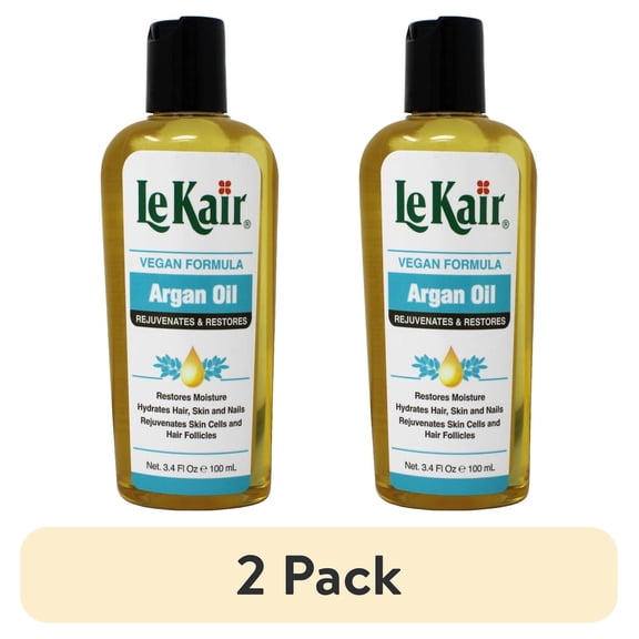 (2 pack) LeKair Argan Oil Hair & Body Oil - Vegan Formula 3.4 Ounce