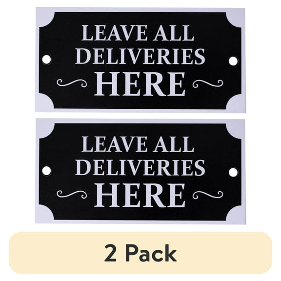 (2 pack) 'Leave All Deliveries Here' Black Plaque by Hy-Ko