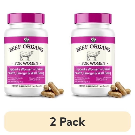 (2 pack) Left Coast Performance Beef Organ Supplement for Women, Unflavored, 120 Capsules