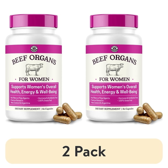 (2 pack) Left Coast Performance Beef Organ Supplement for Women, Unflavored, 60 Capsules