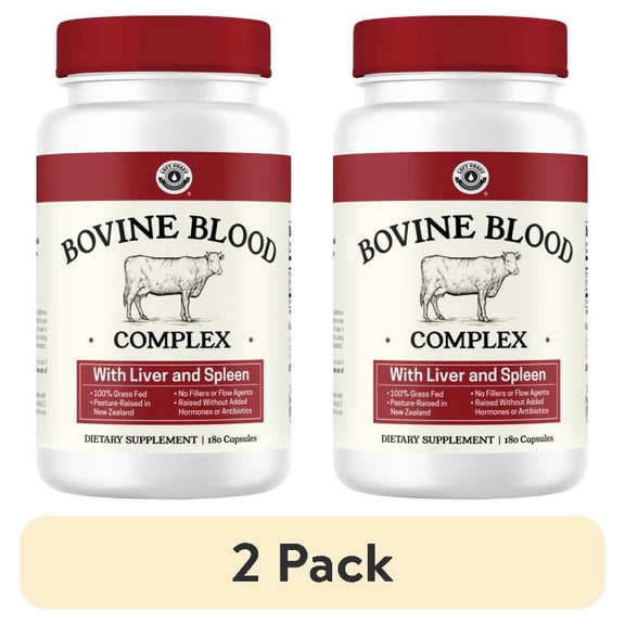 (2 pack) Left Coast Performance Grass Fed Bovine Blood and Beef Liver Supplement –100% Grass Fed, New Zealand Pasture Raised Beef Organs - Natural Blood Builder, Non GMO, Freeze Dried –180 Capsules