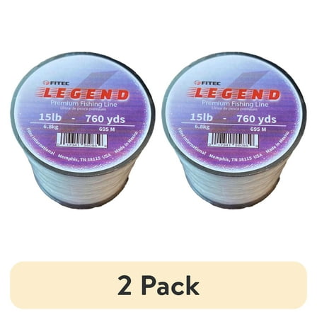 (2 pack) Legend 15 lb. Monofilament Premium Fishing Line, Clear, 760 Yard.