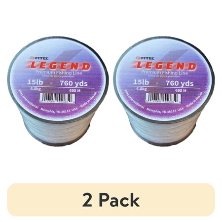 (2 pack) Legend 15 lb. Monofilament Premium Fishing Line, Clear, 760 Yard.