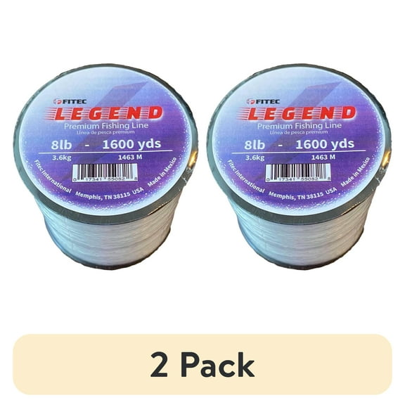 (2 pack) Legend 8 lb. Monofilament Premium Fishing Line, Clear, 1600 yd.