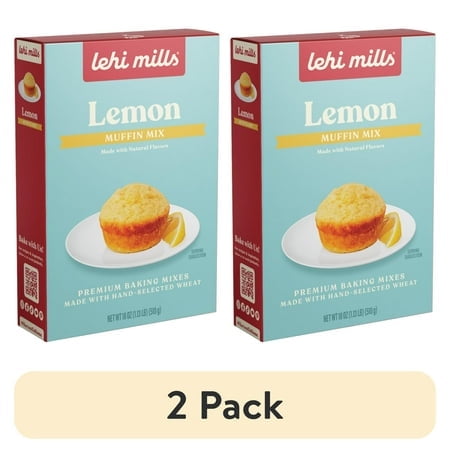 (2 pack) Lehi Mills Lemon Muffin Mix Baking Mix, 18 oz Box