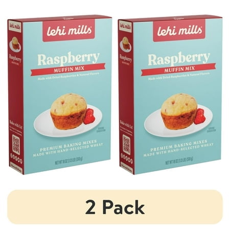 (2 pack) Lehi Mills Raspberry Muffin Mix 18 oz Baking Powder Mix
