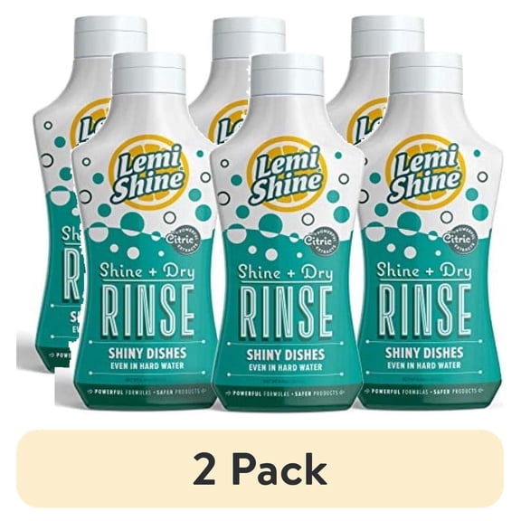 (2 pack) lemi shine - shine + dry natural dishwasher rinse aid hard water stain remover 8.45 oz - 3 pack bundle