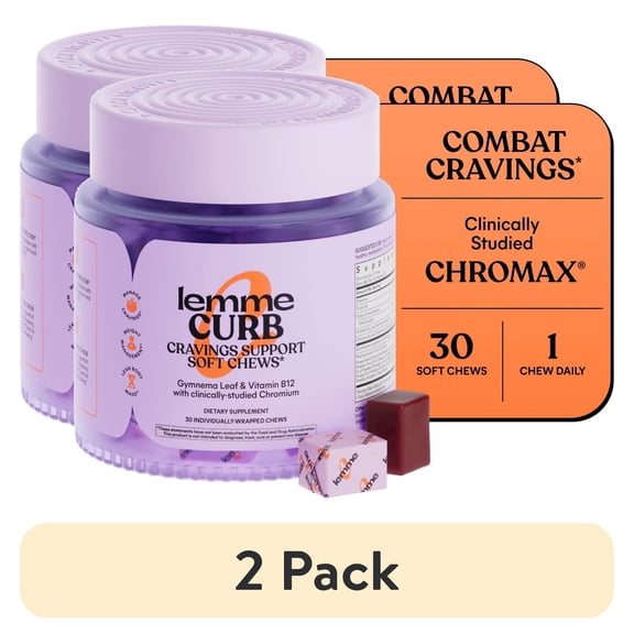 (2 pack) Lemme Curb Cravings Soft Chews - Manage Appetite, Support Metabolism. Mixed Berry, 30 count