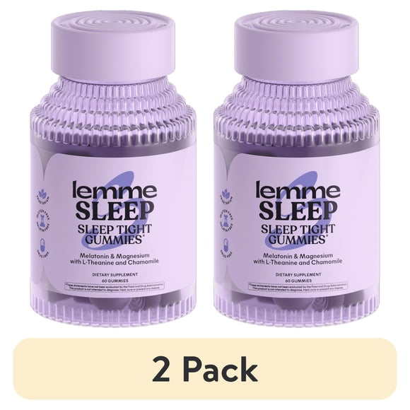 (2 pack) Lemme Sleep Gummies with 5mg Melatonin, Elderberry, Magnesium, L-Theanine, Chamomile and Lavender, Drug-Free Nighttime Sleep Aid, Vegan, Gluten Free, Gelatin Free, Non GMO, Berry Flavored, 60 Count