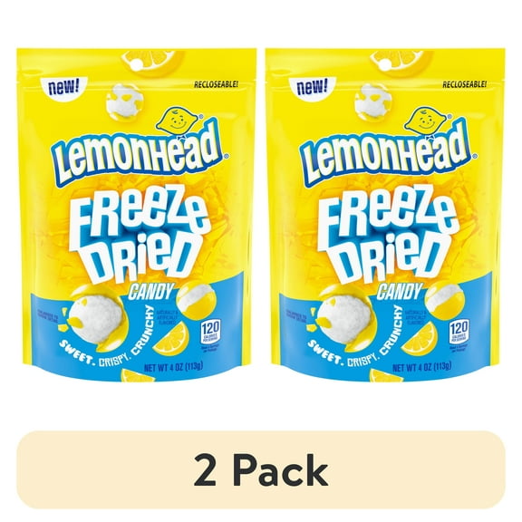 (2 pack) Lemonhead Freeze Dried Candy, Lemon Flavored, Recloseable Bag 4.0 oz Bag