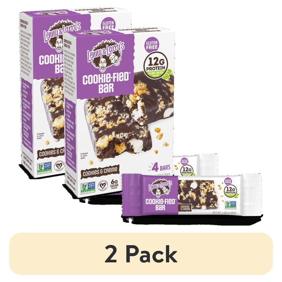 (2 pack) Lenny & Larrys The Complete Cookie-fied Bar, Cookies & Creme, 4 Ct