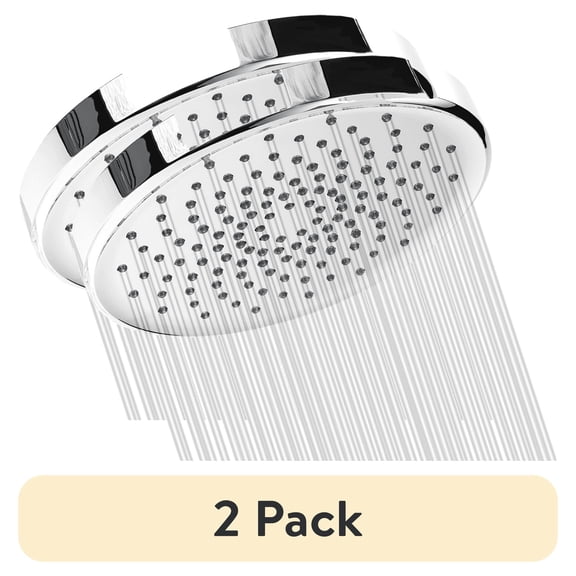 (2 pack) Liba 6-Inch High Pressure Shower Head, Brass Ball Joint, Plated Face, Silicone Nozzles, Modern Bathroom Water Flow Fixture