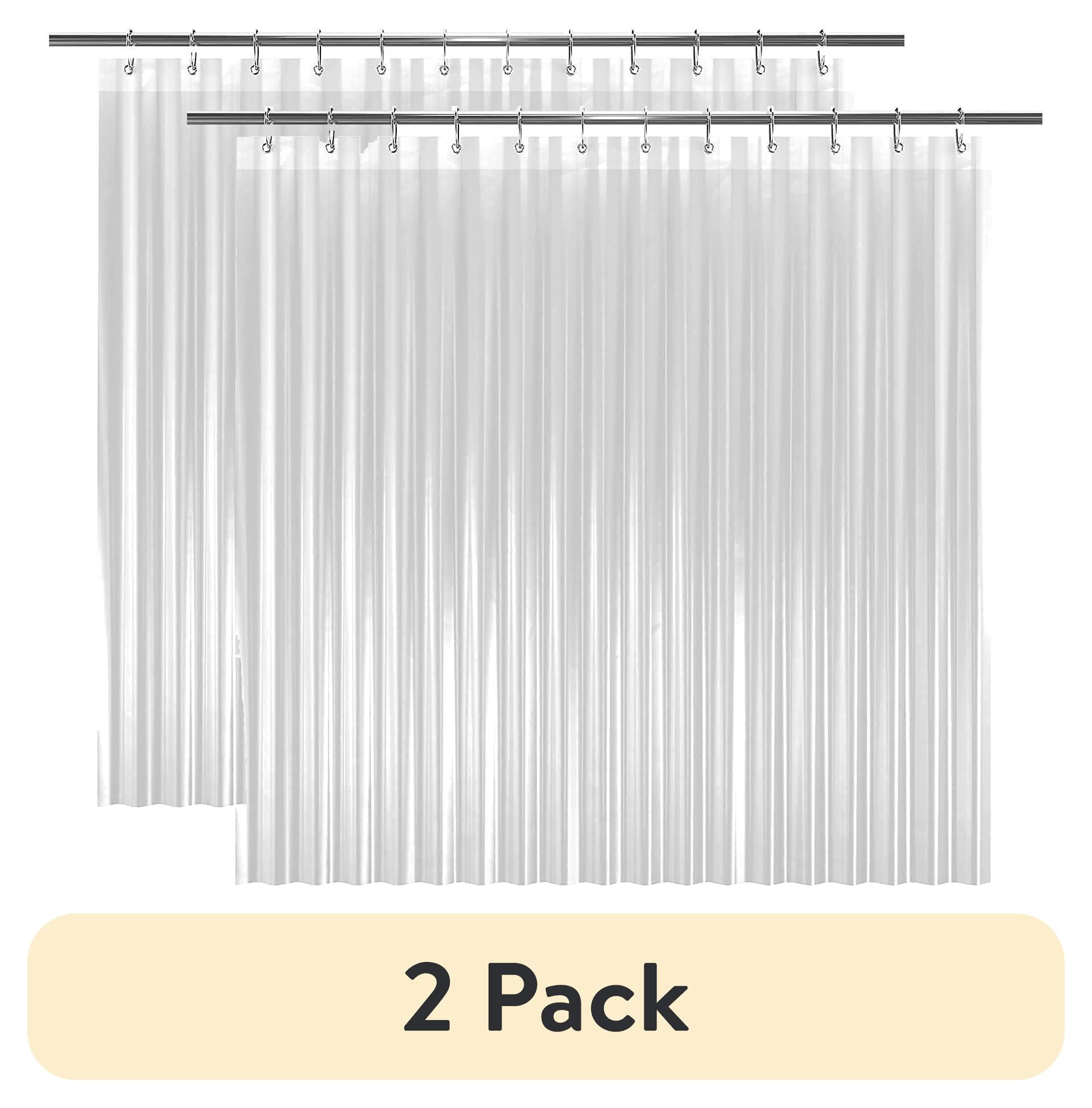 (2 pack) Liba Peva Heavy Weight Bathroom Curtain Shower Liners, Heavyweight Non-Toxic Fabric, Heavy-Duty Thickness, Waterproof, Clear, 72" W x 72" H