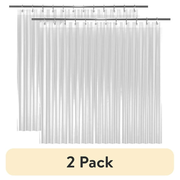 (2 pack) Liba Peva Heavy Weight Bathroom Curtain Shower Liners, Heavyweight Non-Toxic Fabric, Heavy-Duty Thickness, Waterproof, Clear, 72" W x 72" H