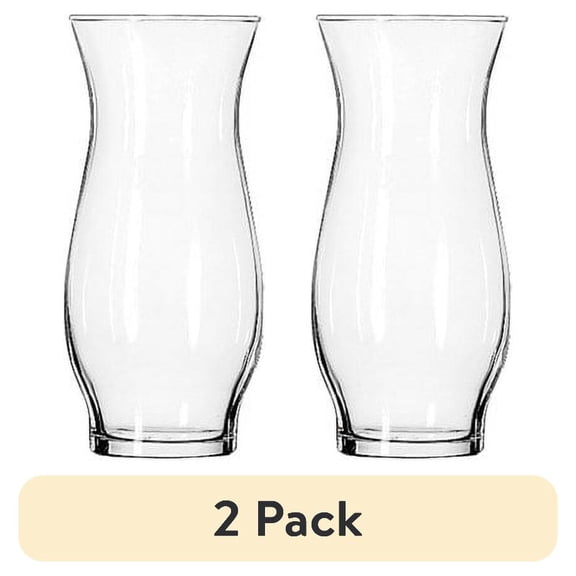 (2 pack) Libbey Clear Glass Hurricane Vase, 6.5 in