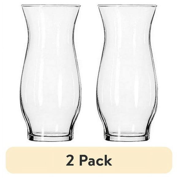 (2 pack) Libbey Clear Glass Hurricane Vase, 6.5 in