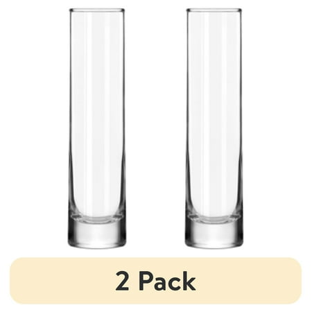 (2 pack) Libbey Clear Glass Cylinder Floral Bud Vase, 7.5 in.