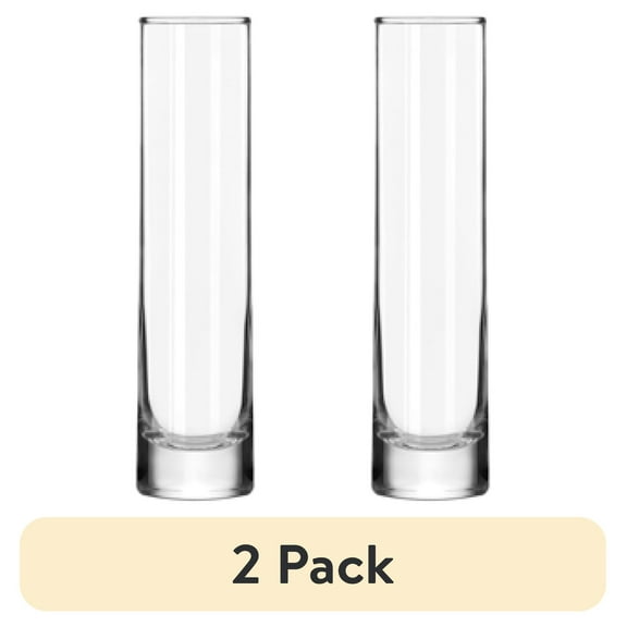 (2 pack) Libbey Clear Glass Cylinder Floral Bud Vase, 7.5 in.