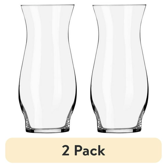 (2 pack) Libbey Clear Glass 8" Hana Floral Vase