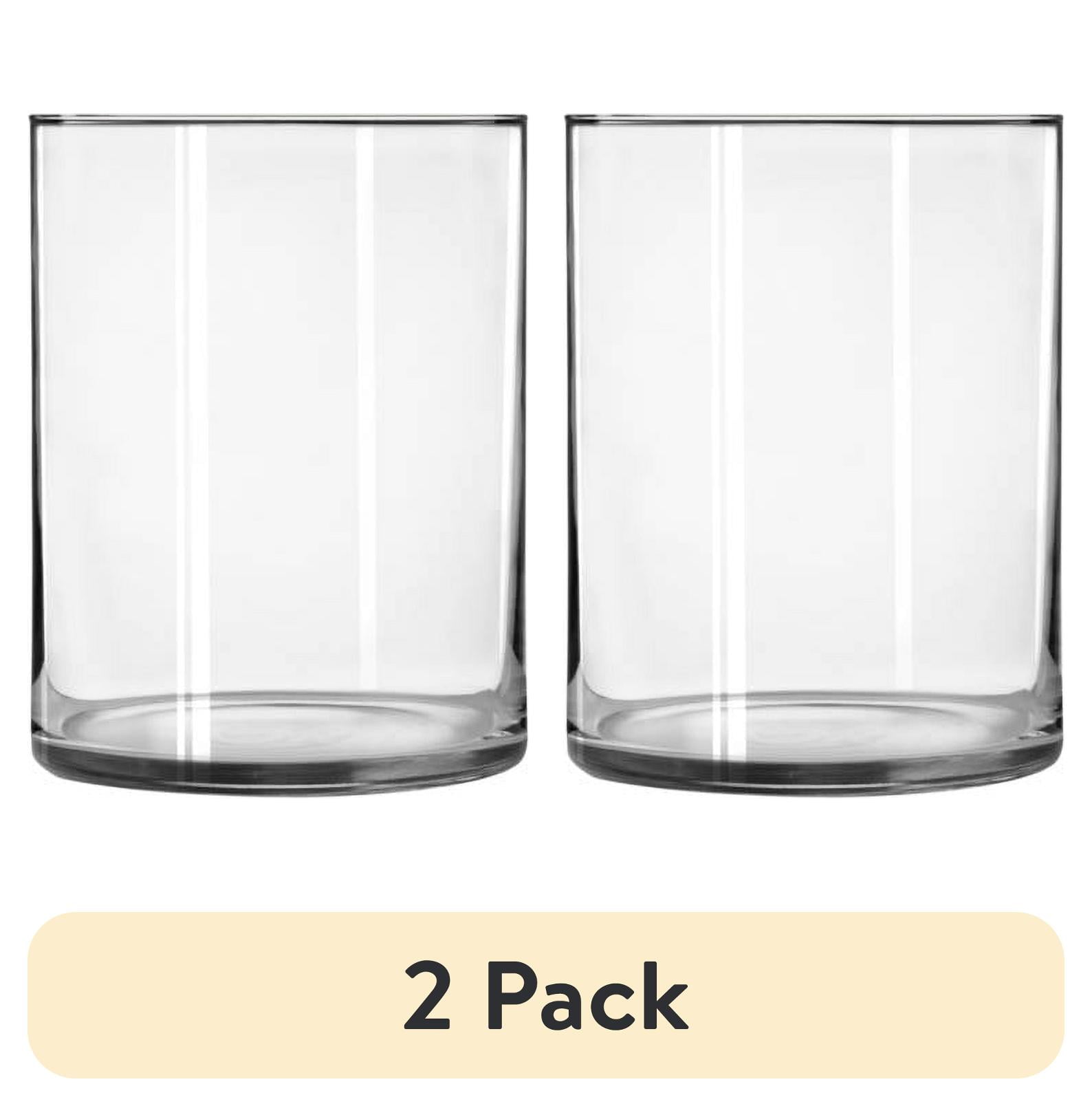 2 pack) Libbey Wide Glass Cylinder Floral Vase, 8