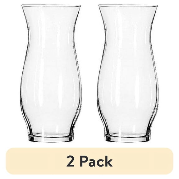 (2 pack) Libbey Clear Glass Hurricane Vase, 6.5 in