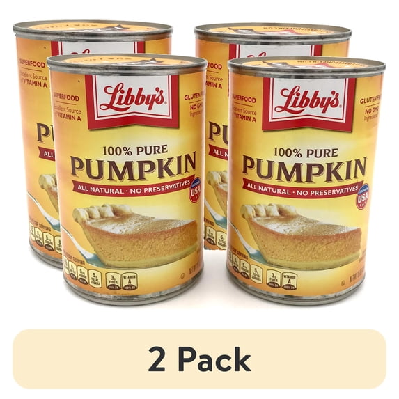 (2 pack) Libby's 100% Pure GLUTEN FREE Canned Pumpkin Puree, 15 oz Cans (Pack of 2)