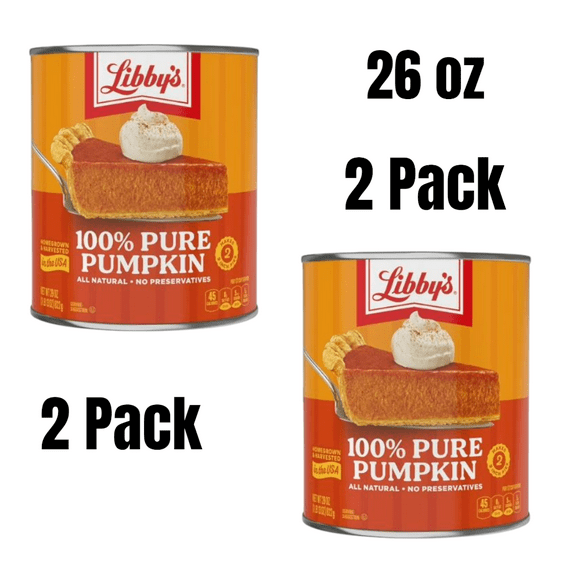 (2 pack) Libby's 100% Pure Pumpkin, All Natural Gluten Free Canned Pumpkin Puree Filling for Baking Pumpkin Pie Dessert, 29 oz Can, pack of 1