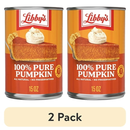(2 pack) Libby's Canned Pumpkin, 100% Pure Pumpkin Puree, All Natural Gluten Pumpkin for Baking Pumpkin Pie Dessert, 15 oz Can