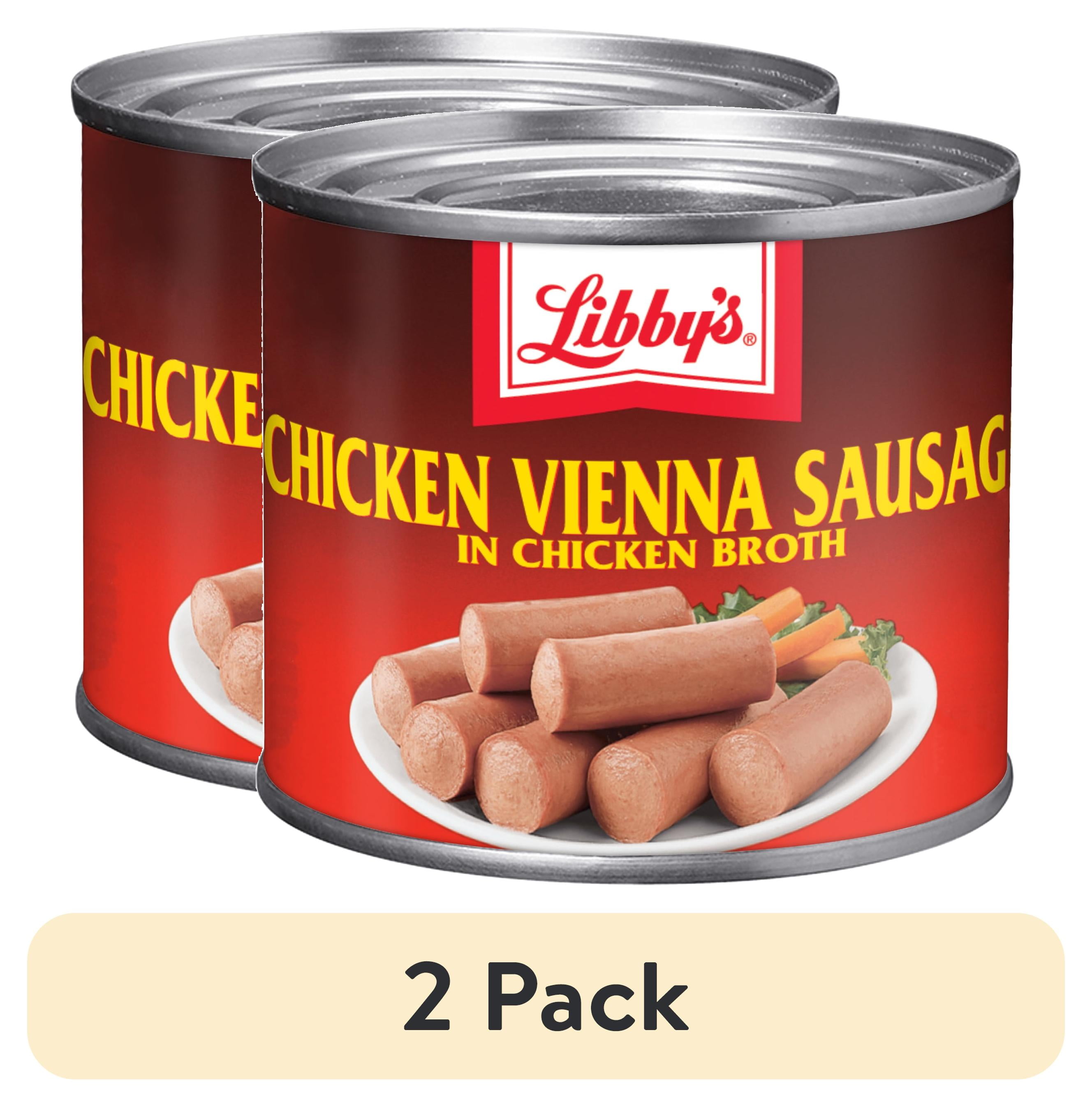(2 pack) Libby's Chicken Vienna Sausage in Chicken Broth, 10g Protein Per Serving, Canned Sausage, 4.6 oz. Can