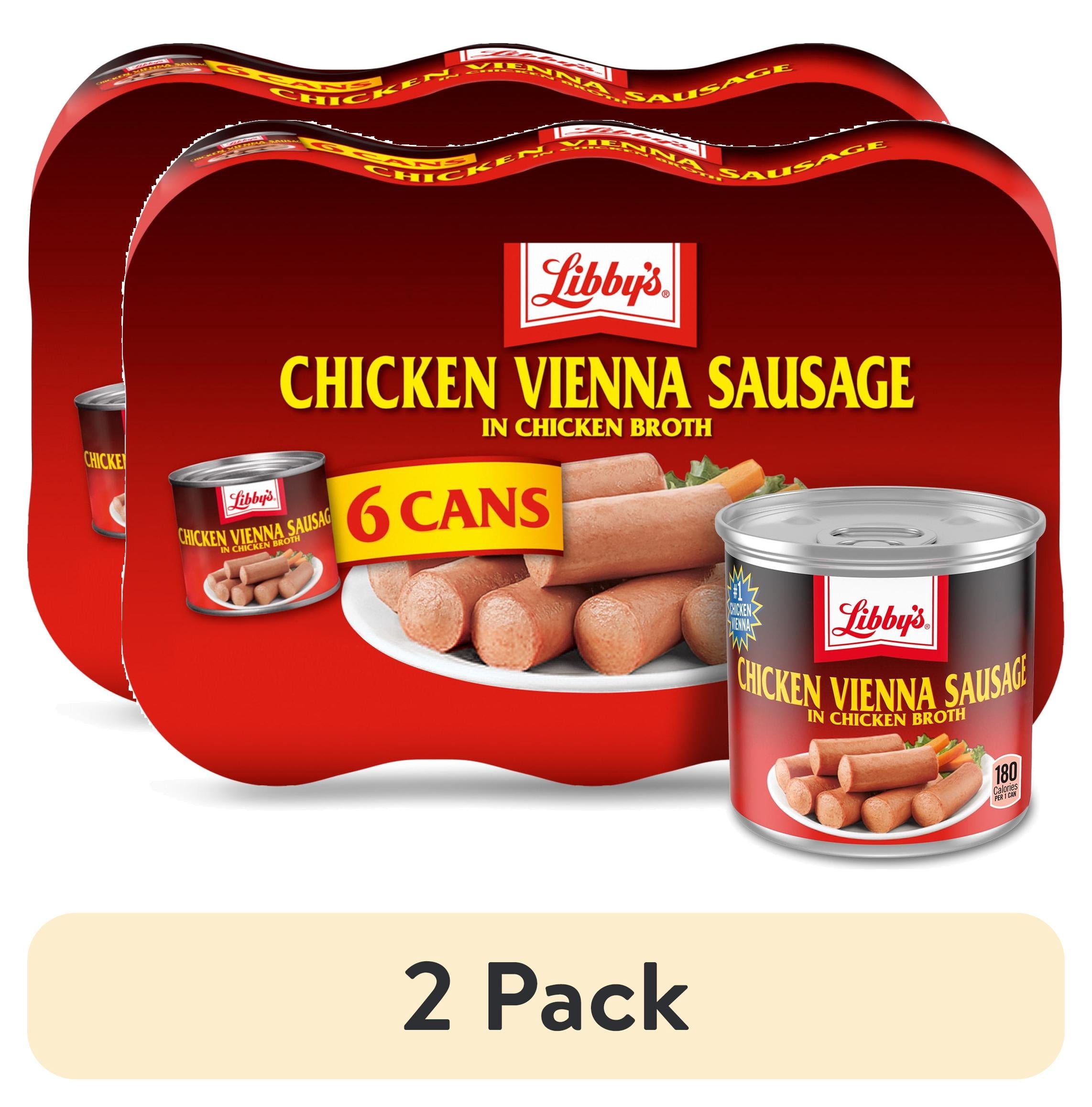 (2 pack) Libby's Chicken Vienna Sausage in Chicken Broth, 10g Protein Per Serving, Canned Sausage, 4.6 oz. Can (6 count)