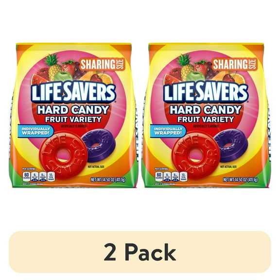 (2 pack) (2 pack) Life Savers Hard Candy Fruit Variety Candy Bag, Sharing Size, 14.5 oz, 108 Ct