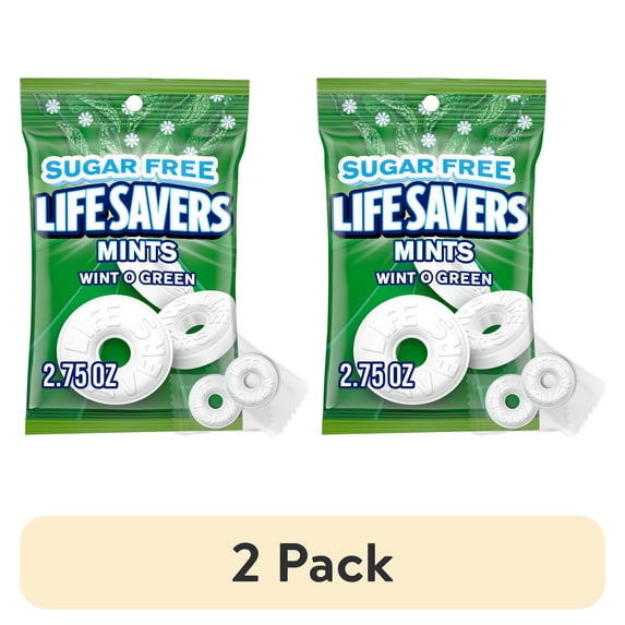 (2 pack) Life Savers Wint-O-Green Sugar Free Breath Mints Hard Candy - 2.75 oz