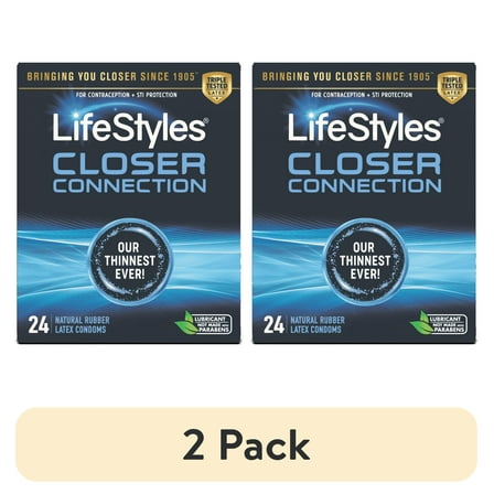(2 pack) LifeStyles Closer Connection Lubricated Natural Latex Condoms, 24 Count