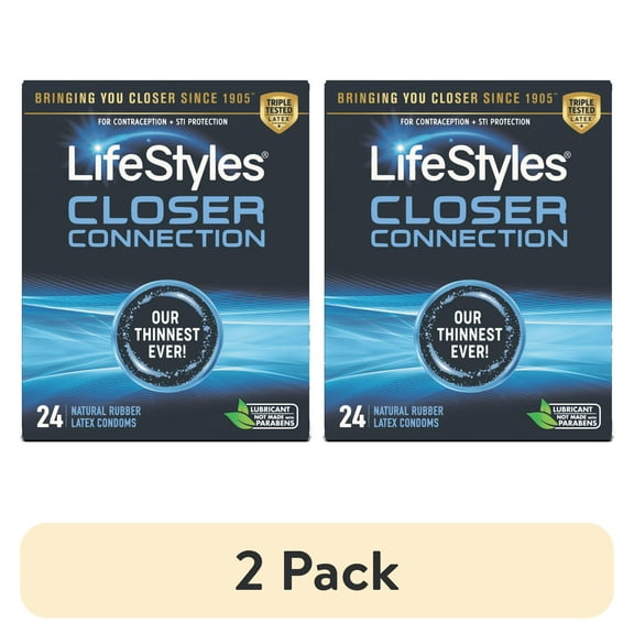 (2 pack) LifeStyles Closer Connection Lubricated Natural Latex Condoms, 24 Count
