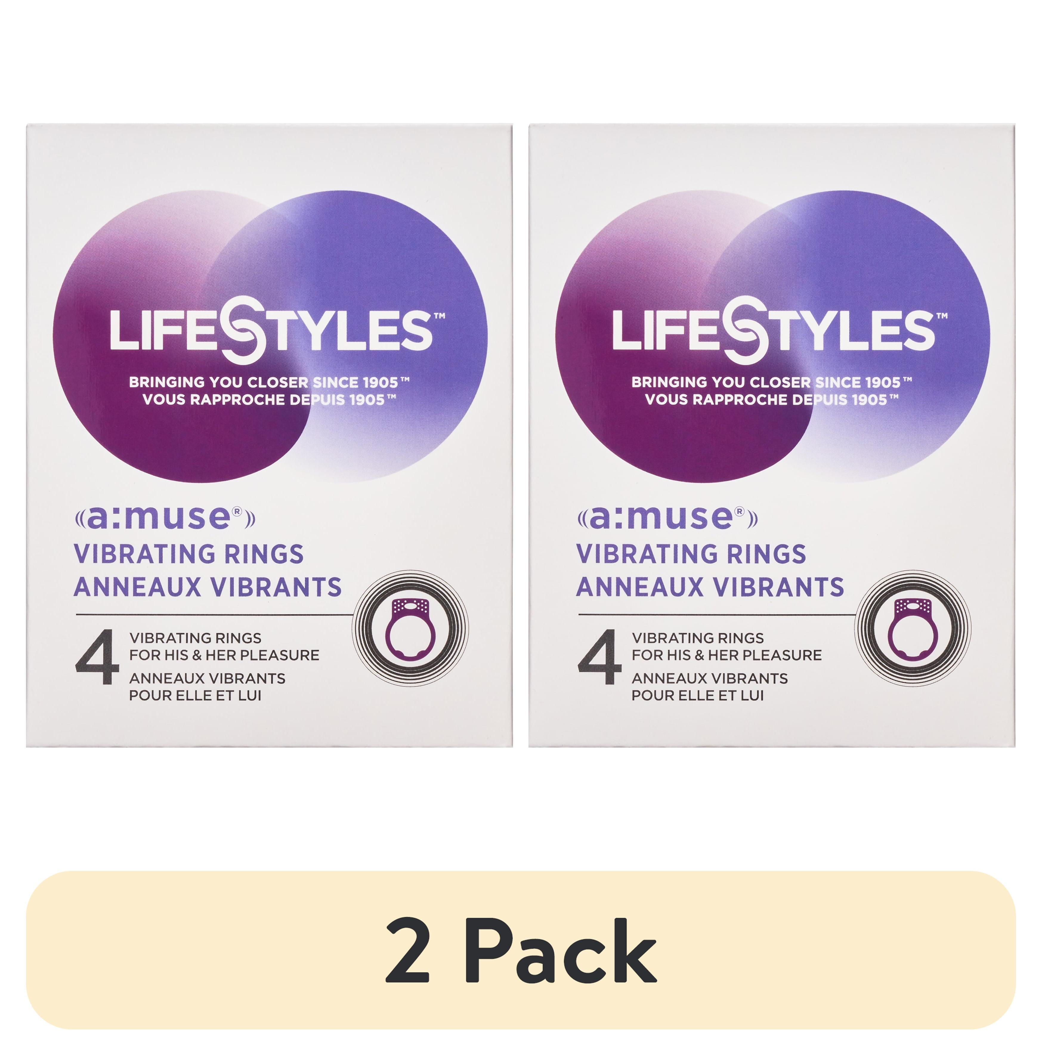 2 pack) Lifestyles Multi-Pleasure Vibrating Ring Massager, 4 Count