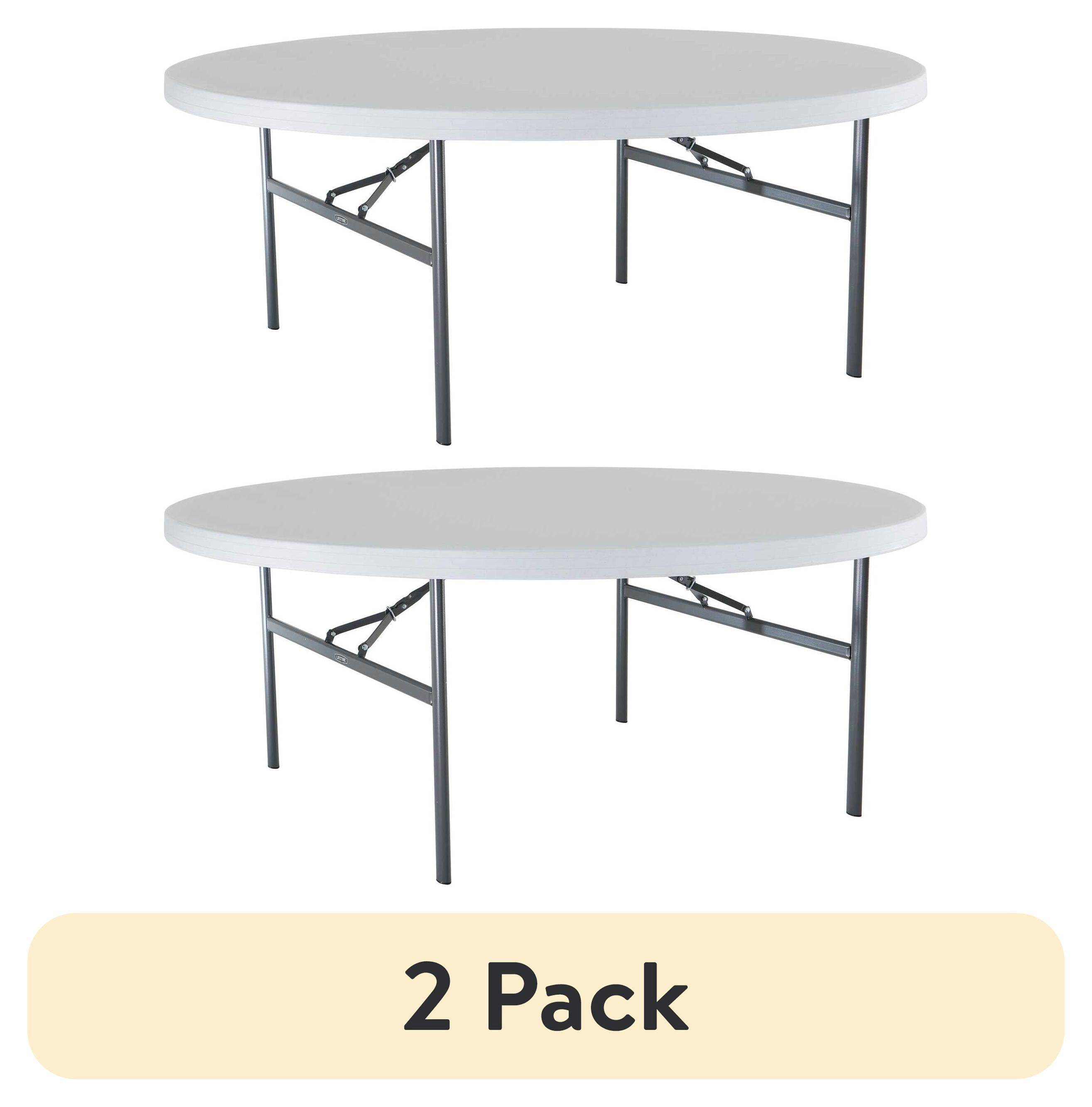 (2 pack) Lifetime 72" Commercial Grade Round Folding Table, White (22673)